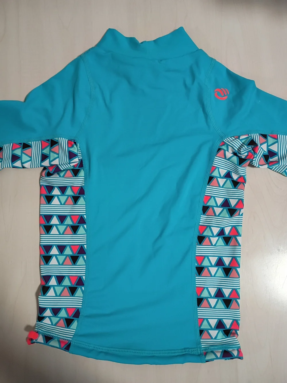 Olian Kids' Turquoise Rash Guard Swim Top with Geo Accent
